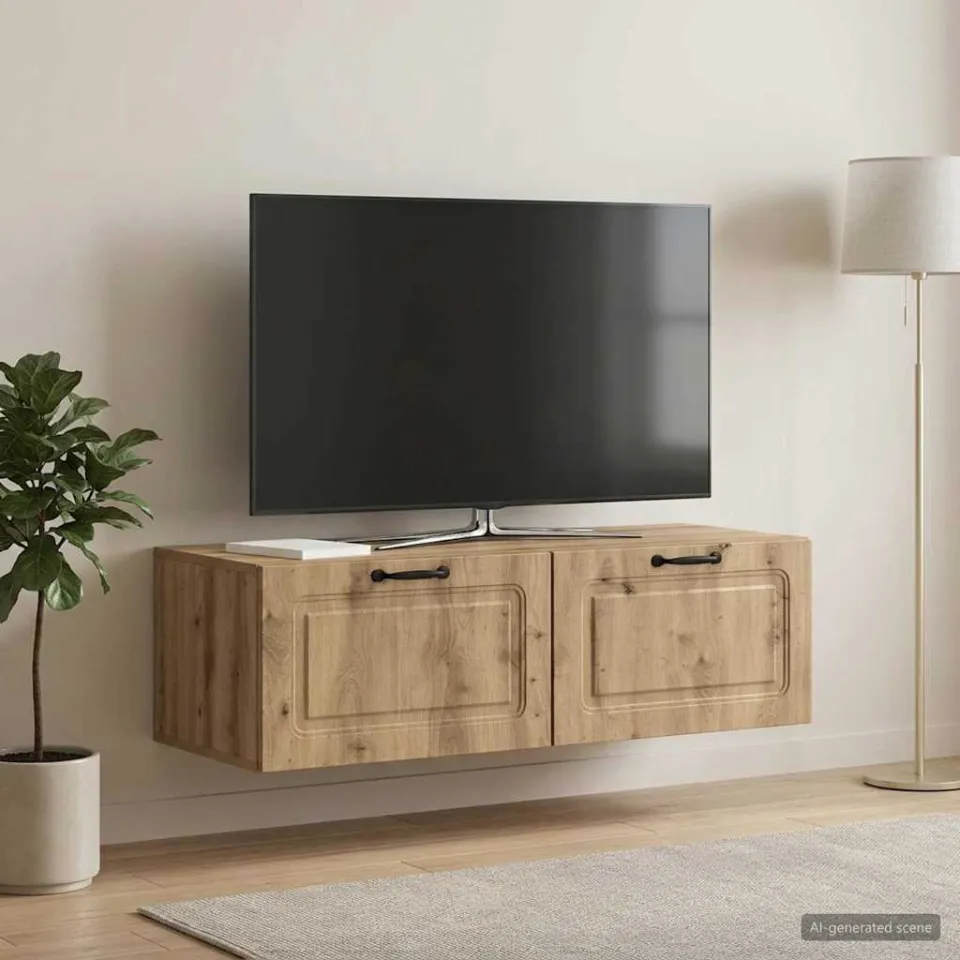 vidaXL Wandbeugel TV-kast 98 x 41 x 30 cm Artisanaal eiken, foto 4