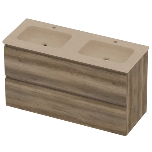 Basic-Line Rocky 46 Badmeubelset Hardsteen 120x46x62 cm R46SSCSO120D2 Scotch Oak Sand Stone Beige