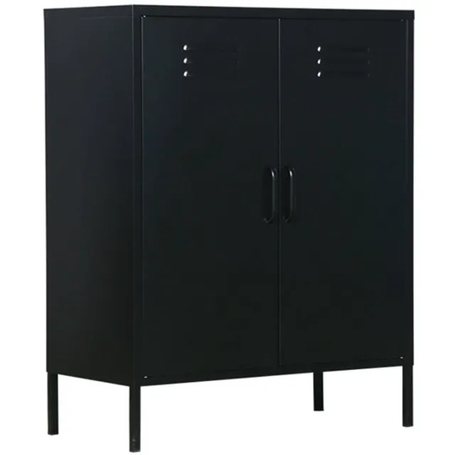 MaximaVida metalen lockerkast Finn 80 x 40 x 102 cm zwart - 2 schappen