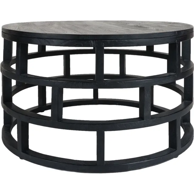 Home67 Salontafel Jax 47 x ø80 cm - Industrieel - Rond - Zwart onderstel