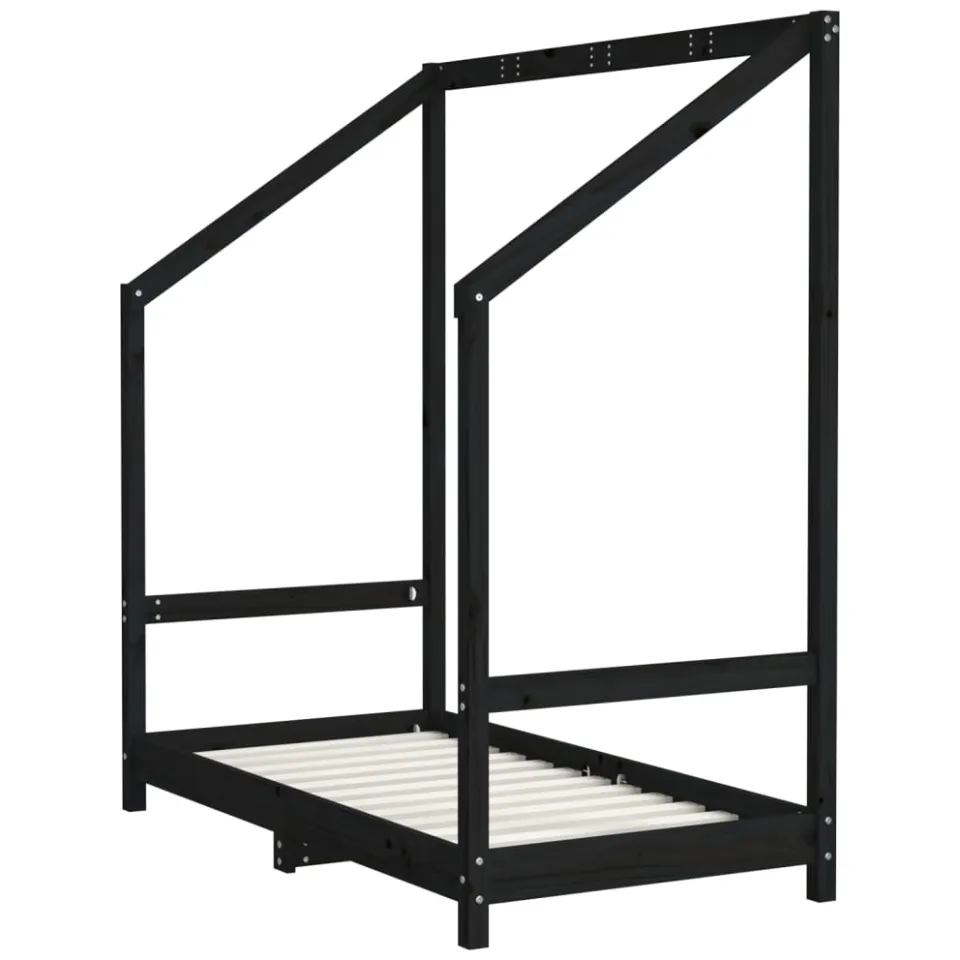 vidaXL Kinderbedframe 2x(70x140) cm massief grenenhout zwart, foto 3