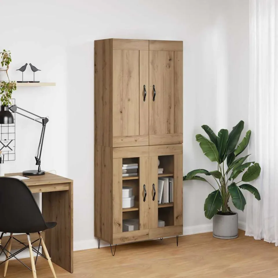 vidaXL Hoge kast Artisan Eiken 69,5 x 34 x 180 cm Bewerkt hout, foto 3