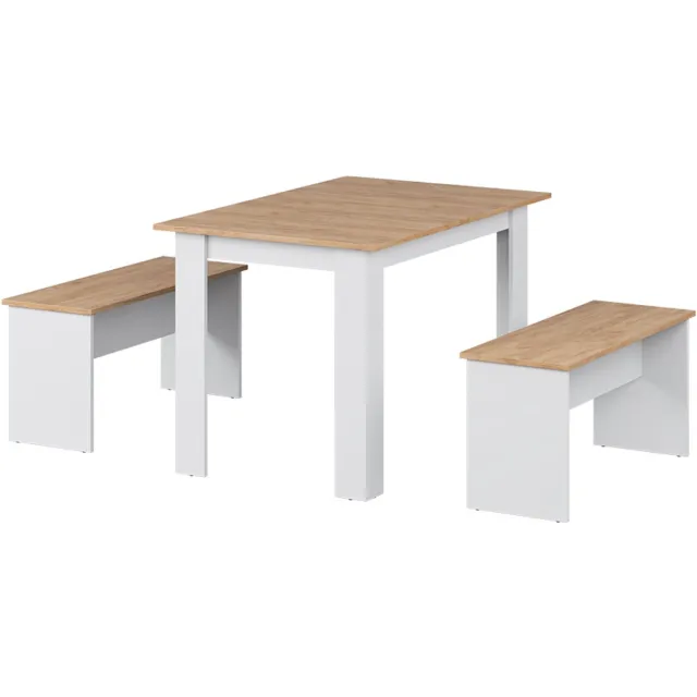 Vicco Sentio Hoekbankenset – 112 x 73.6 cm met 2 banken Eik wit/goud Wit/Goudkleurig Eiken