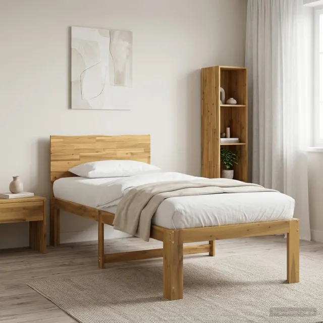 vidaXL Eenpersoonsbed met hoofdbord ROSTOCK Witgewassen 90 x 190 cm Bruin