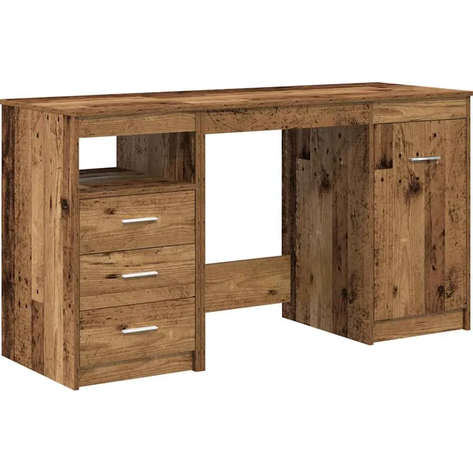 vidaXL Bureau met kast Oud hout Bewerkt hout bruin, foto 3