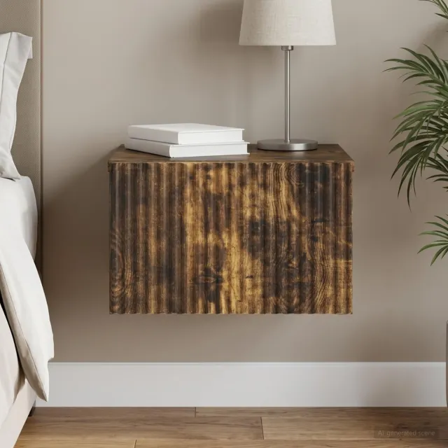 vidaXL Wandbeugel Bedkast Gerookt eiken 33 x 34,5 x 20 cm Bewerkt hout Bruin