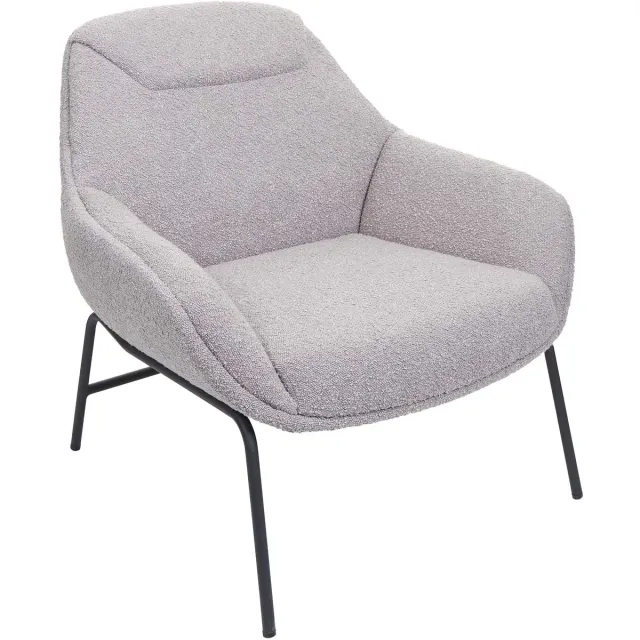 MCW Lounge fauteuil MCW-J77, cocktail fauteuil, bouclé stof metaal ~ lichtgrijs