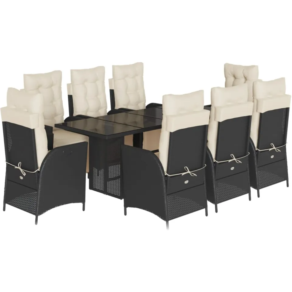 vidaXL 9-delige Tuinset poly rattan zwart, foto 3