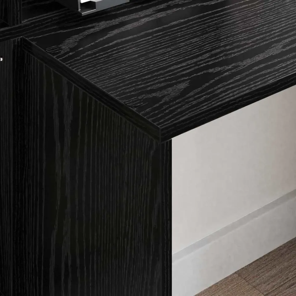 vidaXL Bureau Zwart Eiken 138,5 x 55 x 143 cm Bewerkt hout, foto 3