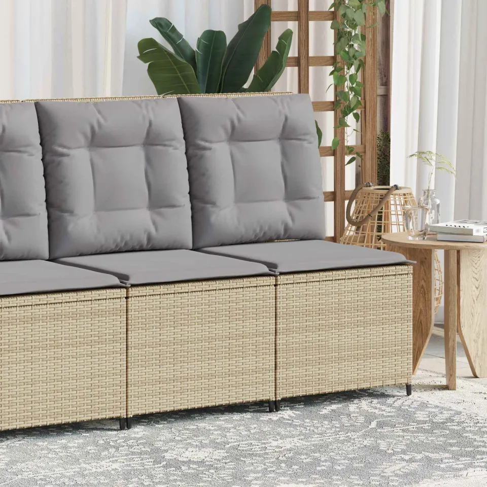 vidaXL Tuinbank Beige en Grijs poly rattan, foto 4