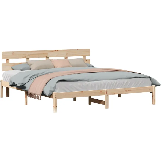 vidaXL Bedframe met hoofdeinde Bruin 200 x 200 cm Massief grenenhout
