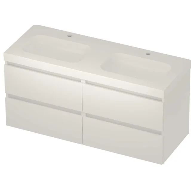 Basic-Line Moby 46 Badmeubelset Polystone 120x46x58 cm M46gwemw2x602 Mat White Glans Wit