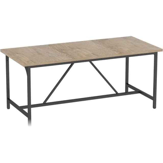Homona Eettafel - Voor 6-8 personen - Met voetsteun - 180 x 80 x 75,5 cm - Natur/Zwart Bruin