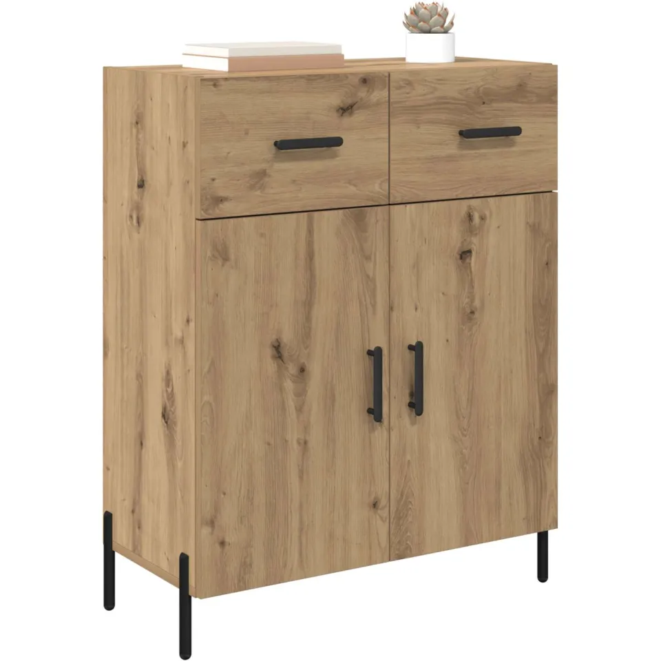 vidaXL Dressoir Artisan Eiken 69,5 x 34 x 90 cm Bewerkt hout Bruin