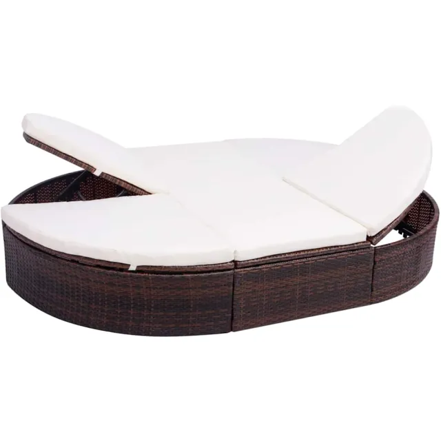 vidaXL Loungebed met kussen poly rattan bruin, foto 2
