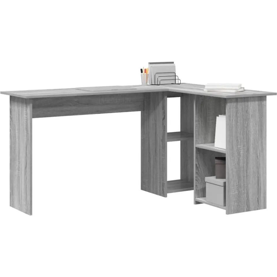 vidaXL Hoekbureau Grijs Sonoma 142 x 102 x 73 cm Bewerkt hout