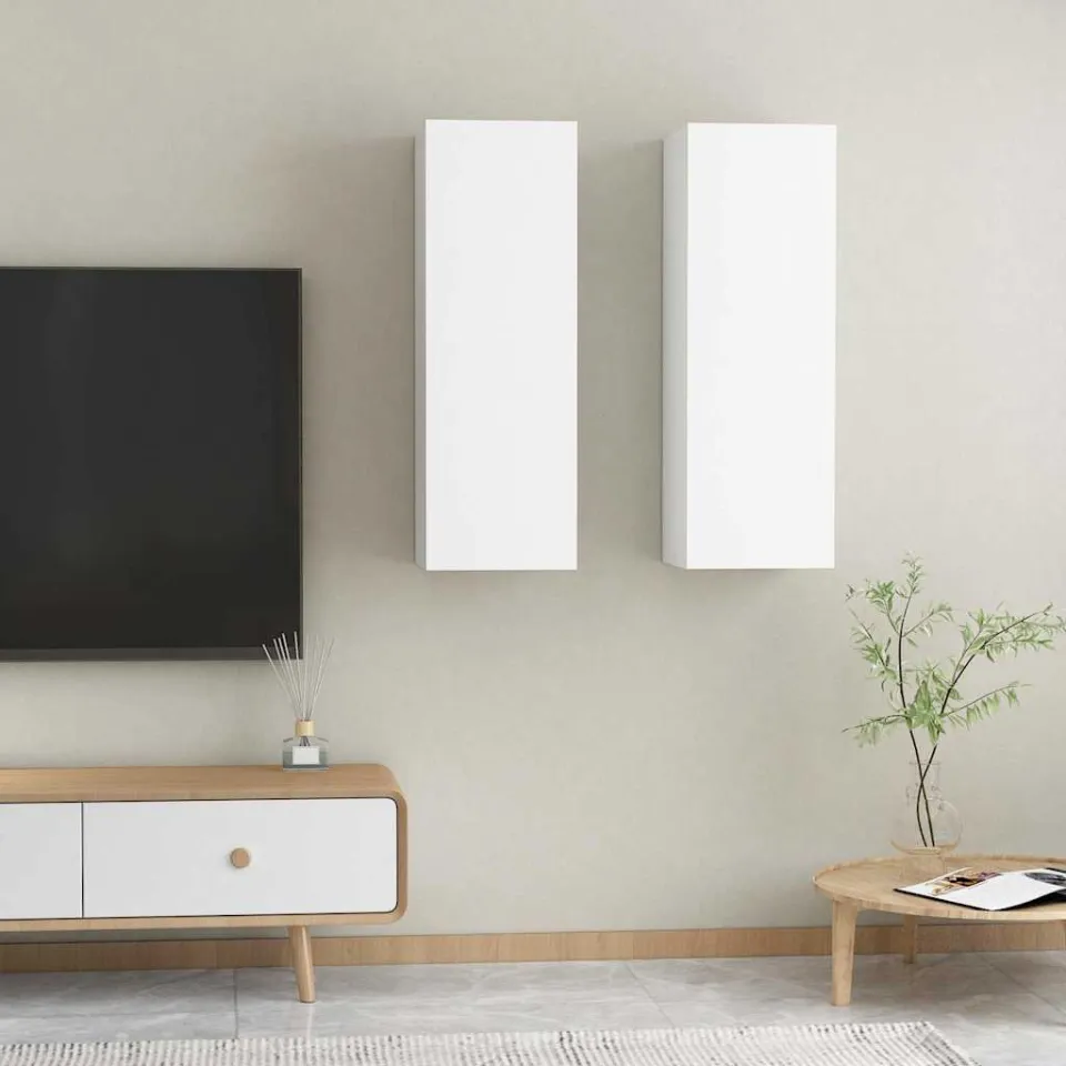 vidaXL Tv-meubels 2 st 30,5x30x90 cm bewerkt hout wit, foto 4