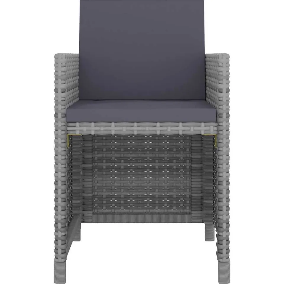 vidaXL 5-delige Tuinset met kussens poly rattan grijs, foto 4