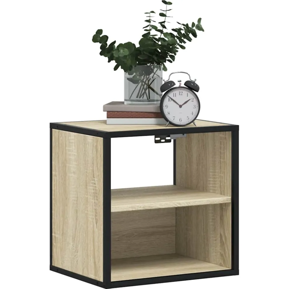 vidaXL Nachtkastjes 2 st wandgemonteerd 40x31x39,5cm sonoma eikenkleur Bruin