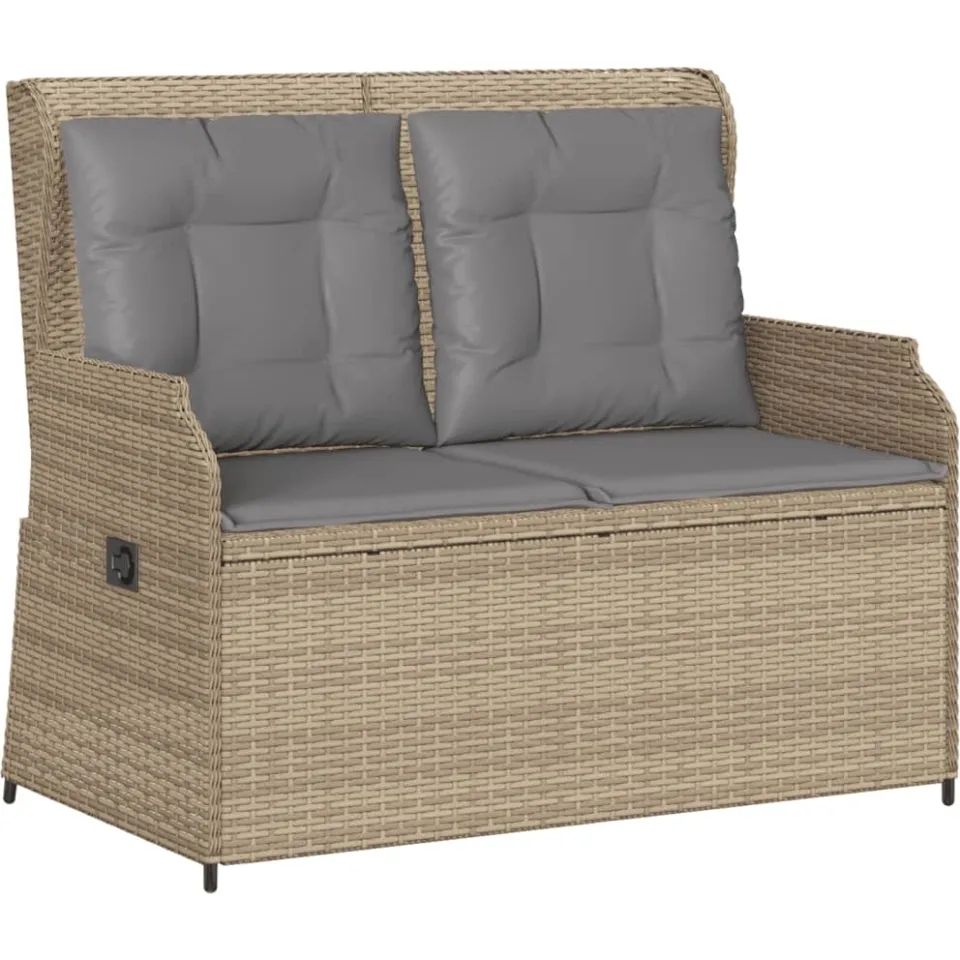 vidaXL 3-delige Loungeset met kussens poly rattan beige