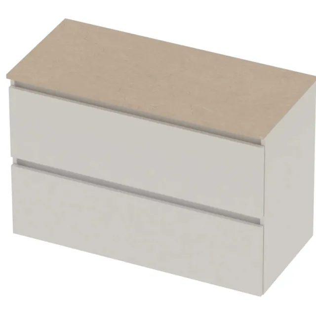 Basic-Line Deck 46 Badmeubelset Greeploos 100x46x66 cm Ice White Sand Stone Beige