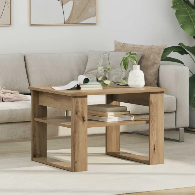 vidaXL Salontafel Artisan Eiken 64 x 54 x 44 cm Bewerkt hout, foto 2