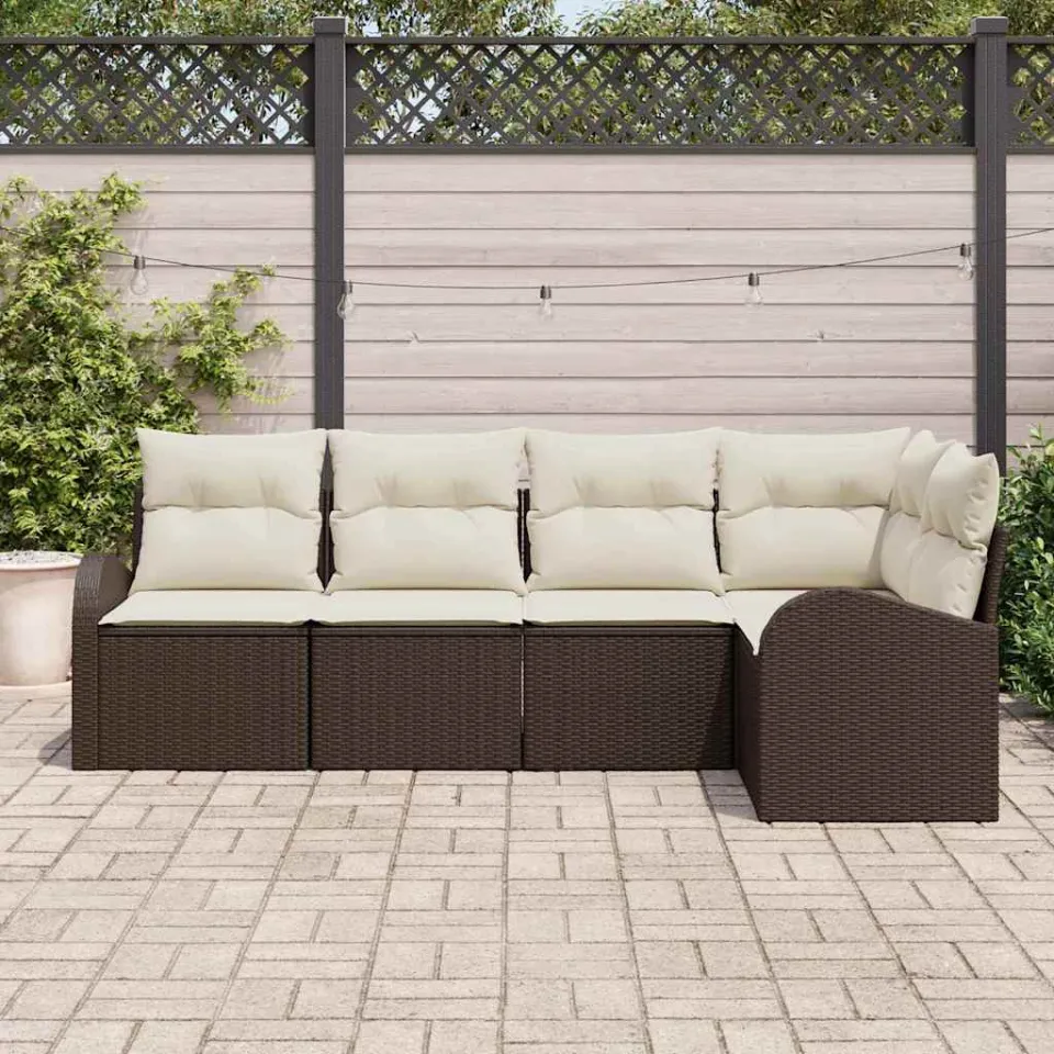 vidaXL Bankstel 5 st Bruin Polyester, foto 3