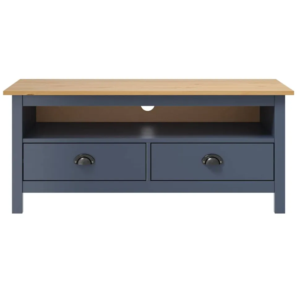 vidaXL Tv-meubel Hill 110x40x47 cm massief grenenhout grijs, foto 2