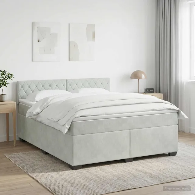 vidaXL Boxspringbed met matras Lichtgrijs 180 x 200 cm Fluweel