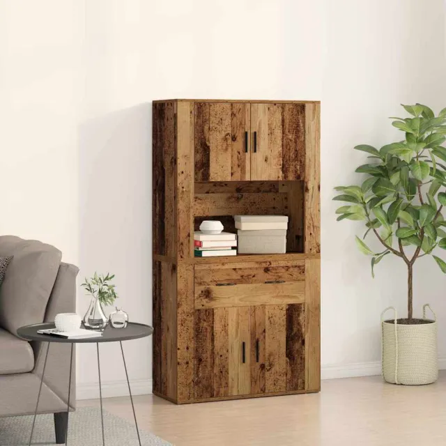 vidaXL Highboard Oud hout 80 x 33 x 150 cm Bewerkt hout bruin, foto 2