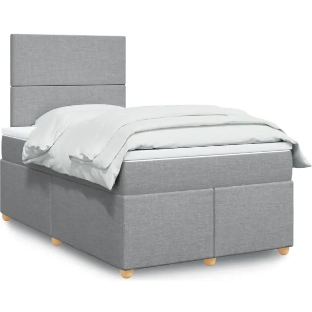 vidaXL Boxspring met matras stof lichtgrijs 120x200 cm grijs