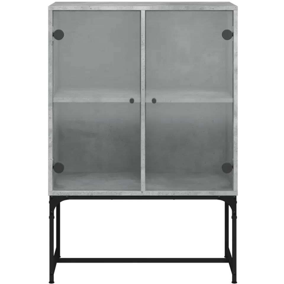 vidaXL Bijzetkast met glazen deuren 69x37x100 cm betongrijs grijs, foto 4