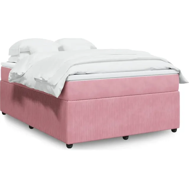vidaXL Boxspring met matras fluweel roze 140x190 cm