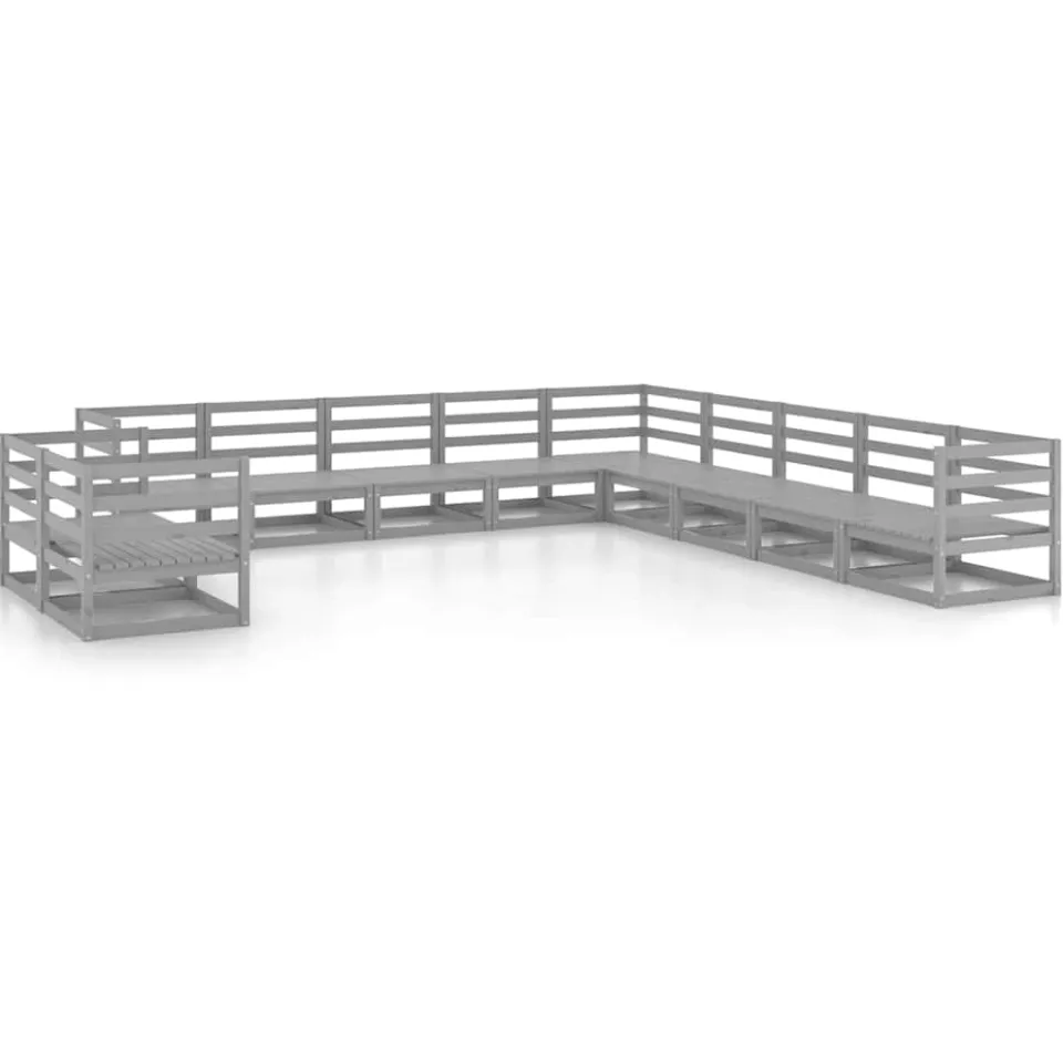 vidaXL 11-delige Loungeset massief grenenhout grijs, foto 3