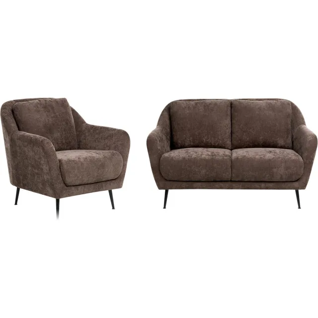 Beliani EIBY - Bankenset - Donkerbruin - Chenille