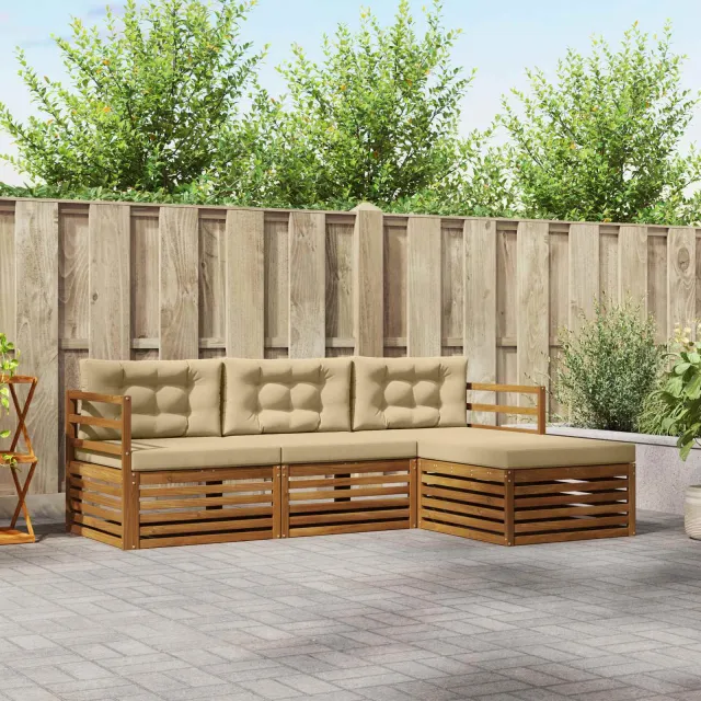 vidaXL Buiten bankenset 4 st 3-zits Natuurlijk en Beige
