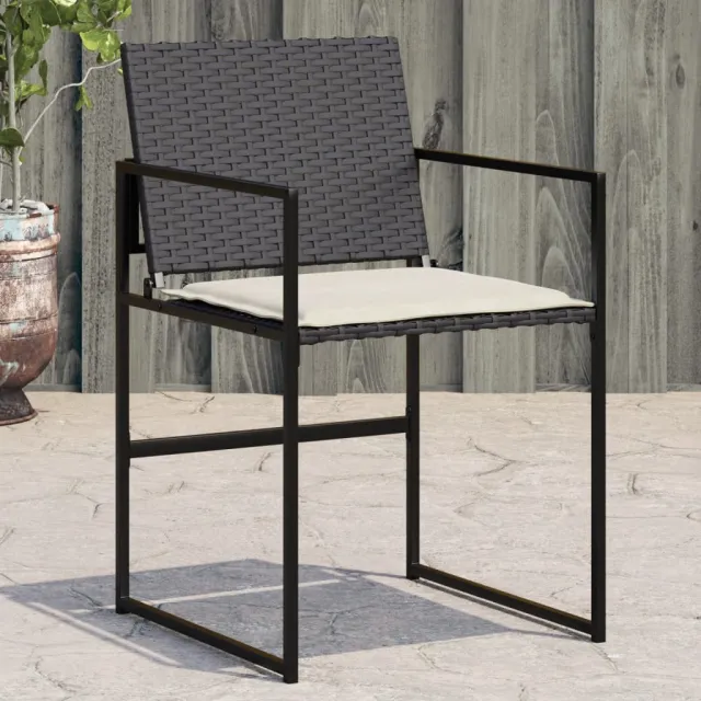 vidaXL Tuinstoelen 4 st met kussens poly rattan zwart