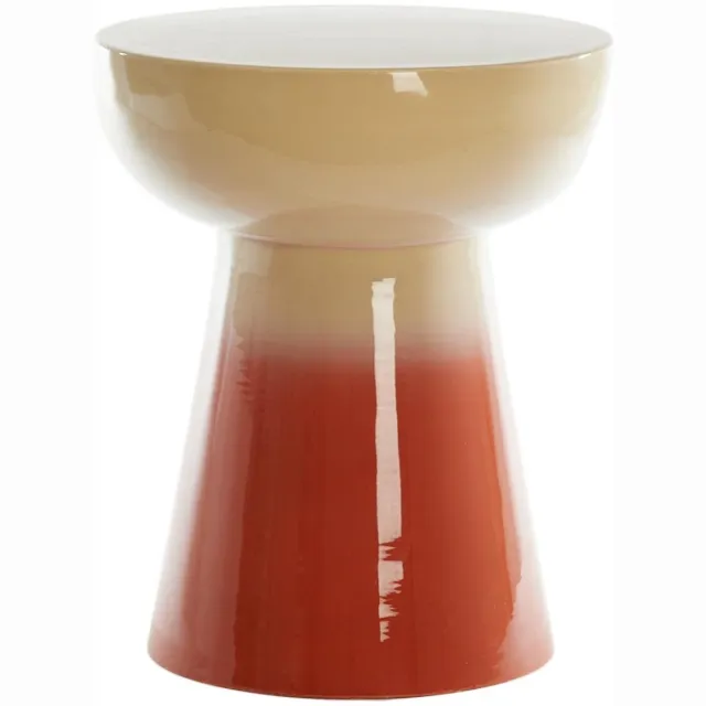 Light & Living Bijzettafel Rovini - Donker oranje - Ø35cm - Modern Wit