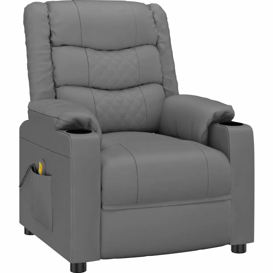 vidaXL Massagestoel kunstleer grijs, foto 3