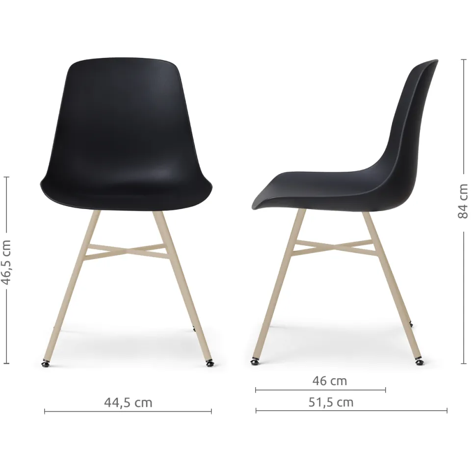 Nolon Noa-Pip eetkamerstoel zwart - beige onderstel