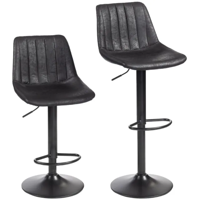 Clruro Barkrukken - 43x46,5x89-110 cm - 2 Stuks Verstelbaar - Voetsteun - Microvezel/Metaal - Zwart