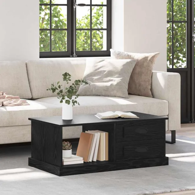 vidaXL Salontafel Zwart Eiken 90 x 50 x 35 cm Bewerkt hout, foto 2