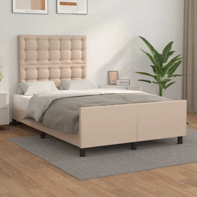 vidaXL Bedframe met hoofdbord kunstleer cappuccinokleurig 120x200 cm bruin