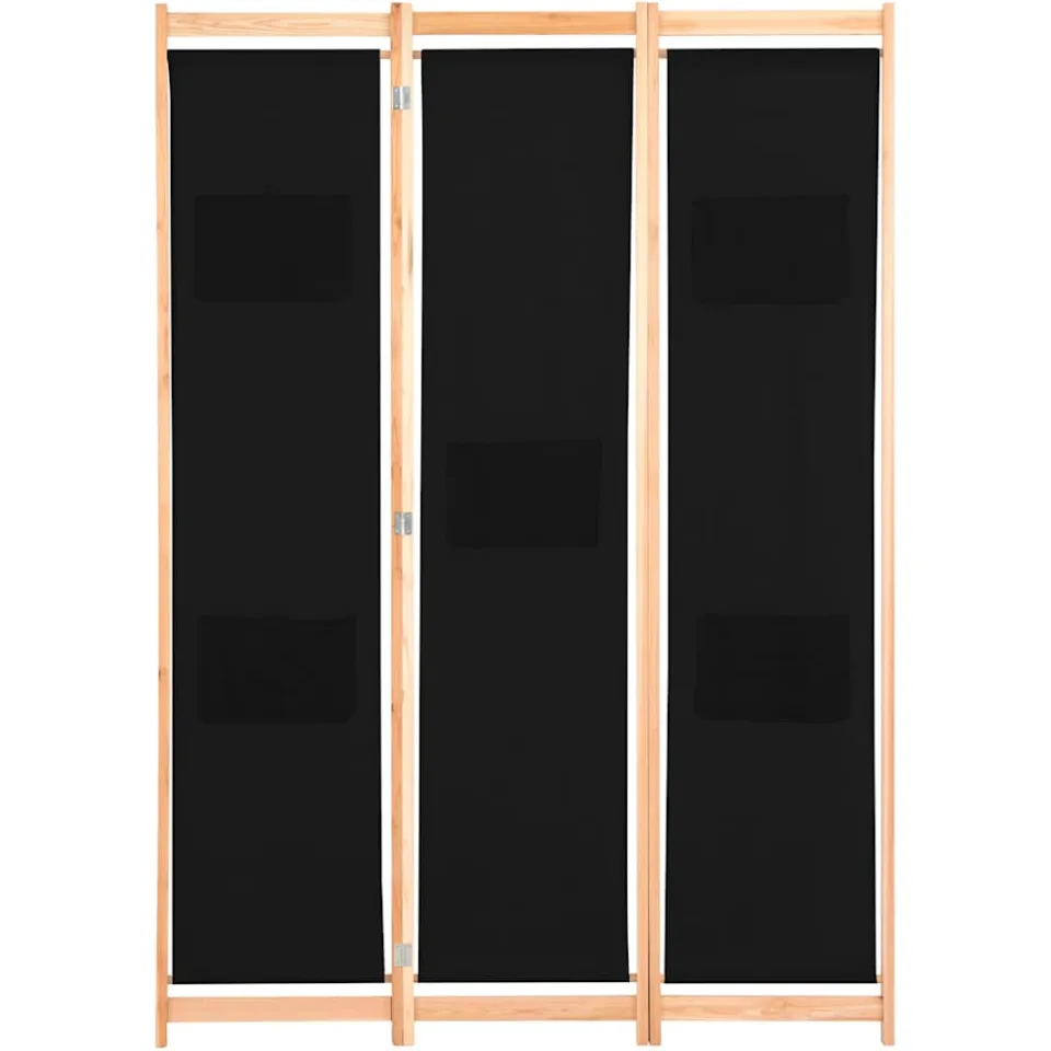 vidaXL Kamerscherm met 3 panelen 120x170x4 cm stof zwart, foto 2
