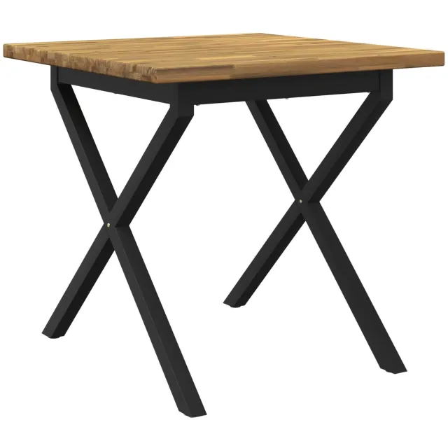 vidaXL Vierkante - Eettafel - 80 - x - 80 - x - 75 - cm - Massief - Acacia - Hout Whitewash en zwart