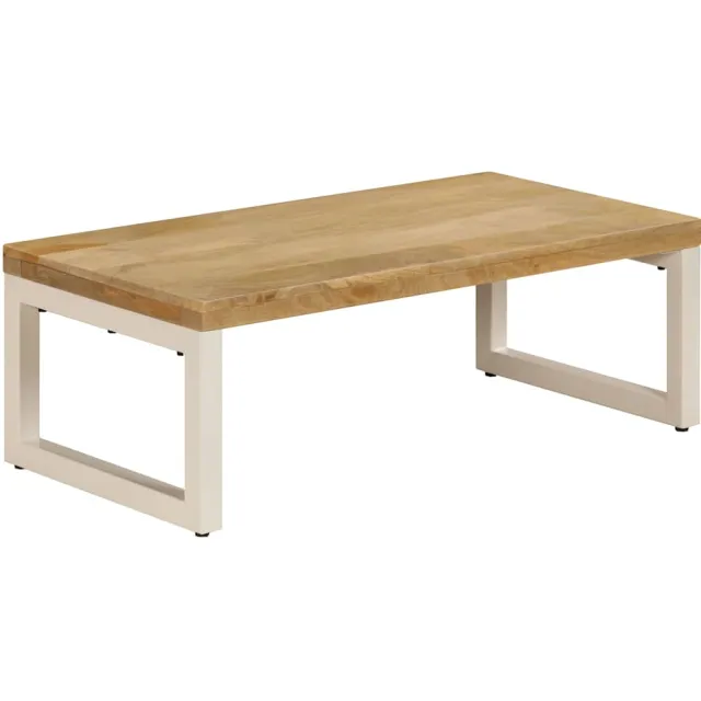 vidaXL Salontafel 100x50x35 cm massief mangohout en staal Bruin