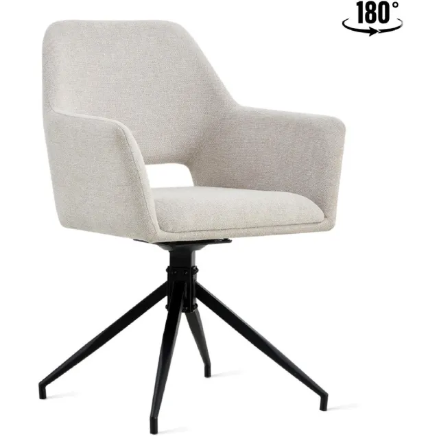 Nest of Nora Set van 2 - Nest of Nora Draaibare eetkamerstoelen met armleuningen Savi - Linnen - Beige keukenstoelen