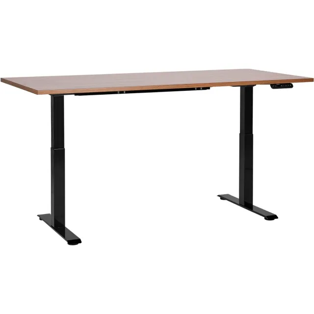 Beliani DESTINES - Elektrisch bureau - Donkerhout/Zwart- 160 cm - MDF Bruin