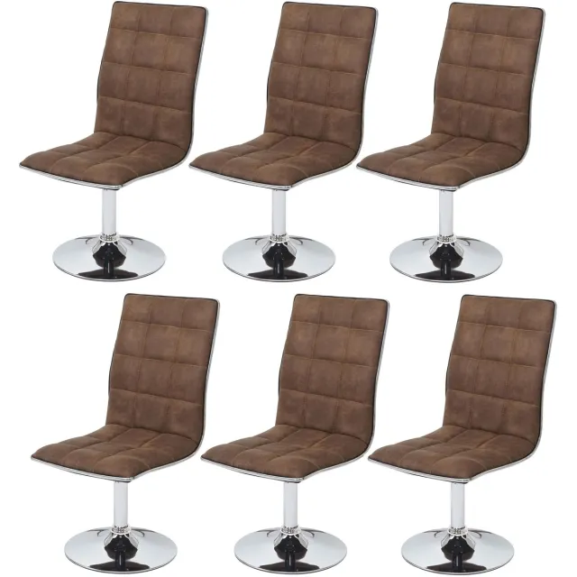 MCW Set van 6 eetkamerstoelen MCW-C41, keukenstoel, in hoogte verstelbaar en draaibaar, stof/textiel MVG ~ vintage bruin