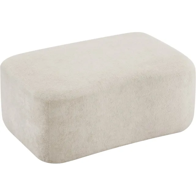 MUVANO Beige Poef - Comfortabele Fluwelen Voetenbank - Modulaire Velvet Hocker Zonder Montage - 96x69x45 cm - Bank Uitbreiding - Woonkamer Beige